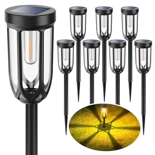 Barleit Solar Pathway Lights 8 Pack, Solar Lights Outdoor Waterproof IP65, Bright Auto On/Off Driveway Patio Light, Solar Garden Lights Landscape Lighting for Walkway Lawn Yard