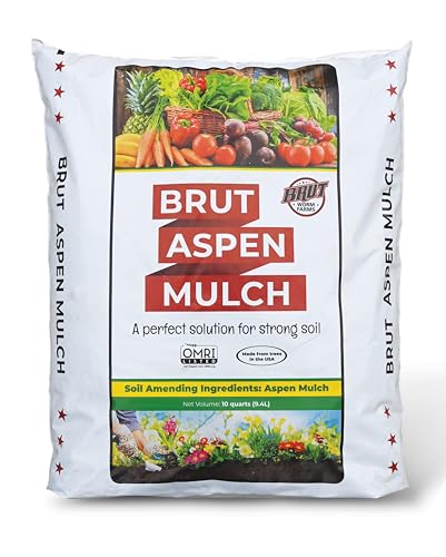 Brut Organic Aspen Mulch – 12 Lbs – High Carbon – Water Retention – Natural Solution for Healthy Houseplants, Flowers, and Vegetables - Use Indoors or Outdoors - Odor Free