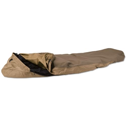 Mil-Tec Trilaminate Durable Waterproof Lightweight Breathable Tactical Outdoor Camping Hiking Generous Cut Sleeping Bag Cover with Zip Closure | Suitable for Various Sleeping Bags, Coyote