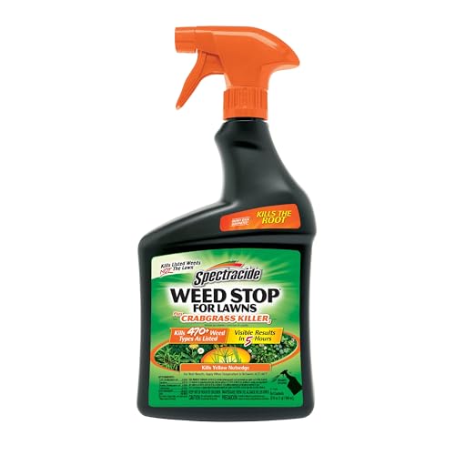 Spectracide Weed Stop For Lawns Plus Crabgrass Killer, Ready-To-Use Spray Kills More Than 470 Types Of Weeds As Listed Including Dandelion, Chickweed, Clover, Crabgrass And Yellow Nutsedge, 32 Ounces