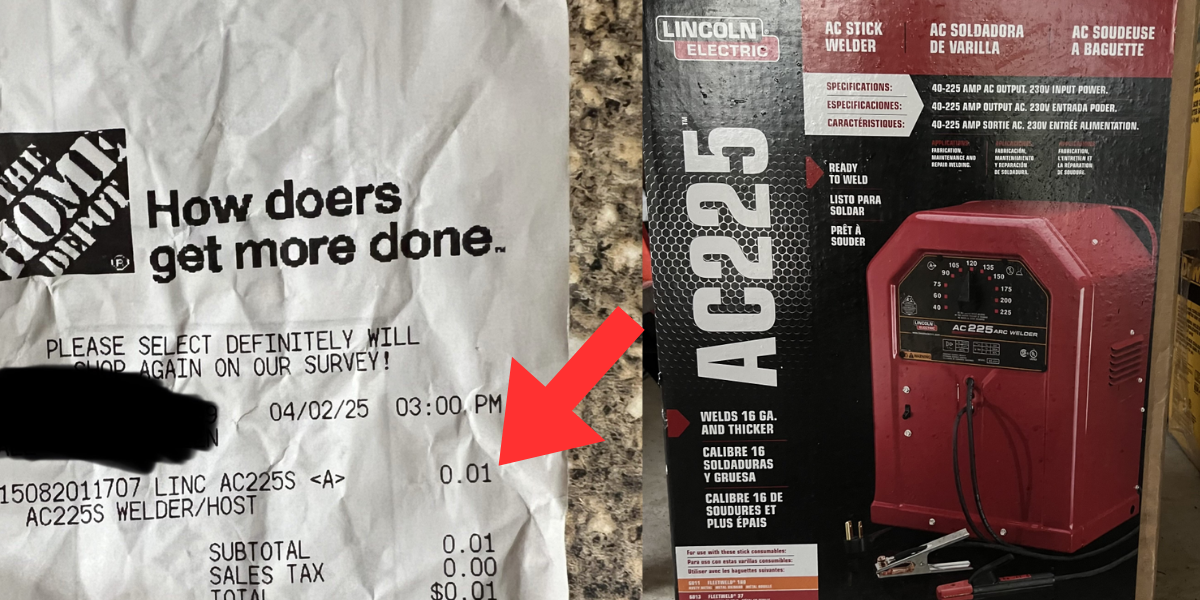 Lincoln Electric 225 Amp Arc/Stick Welder AC225S Ringing Up for Just ONE CENT at Home Depot!