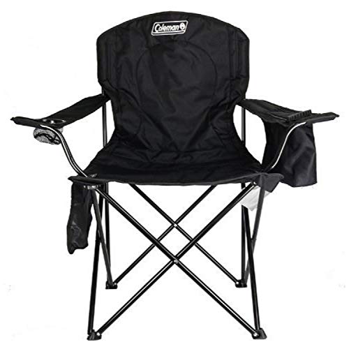 Coleman Portable Quad Camp Chair with 4-Can Cooler, Cushioned Seat & Back with Side Pockets & Cup Holder, Carry Bag Included
