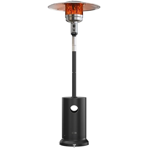 EAST OAK 50,000 BTU Patio Heater for Outdoor Use with Round Table Design, Double-Layer Stainless Steel Burner, Wheels, Triple Protection System, Outdoor Heater for Home and Residential, Black