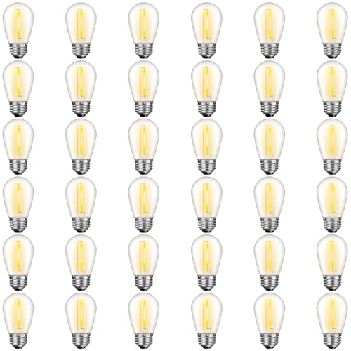 GvvooHome 36 Pack S14 LED Bulbs for Outdoor String Lights, Shatterproof Replacement Edison Bulbs for Patio String Lights Outdoor Waterproof, Warm White 2200K, Dimmable, E26 Standard Base