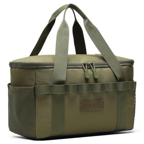 Lemubeane Tactical Camping Storage Bag 14L Tactical Utility Tote Bag Camping Cookware Organizer Trunk Organizer (OD Green)