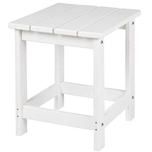 LZRS Adirondack Square Outdoor Side Table, Pool Composite Patio Table,HDPE End Tables for Backyard,Pool, Indoor Companion, Easy Maintenance & Weather Resistant(White)