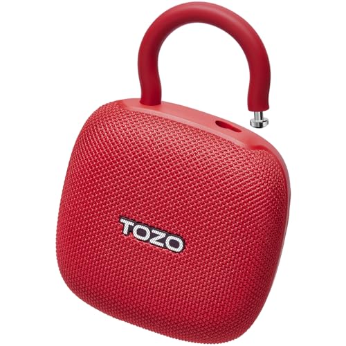 TOZO PE1 Portable Bluetooth Speakers with Adjustable Carabiner, Mini Bluetooth Wireless Shower Speaker with IPX8 Waterproof, 32H Playtime Punchy Bass Audio Speaker for Home, Outdoor and Travel, Red